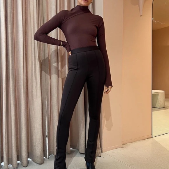 NWOT Camilla & Marc Chocolate Brown Opal Scuba Boot Cut Flare Pants - Picture 16 of 17